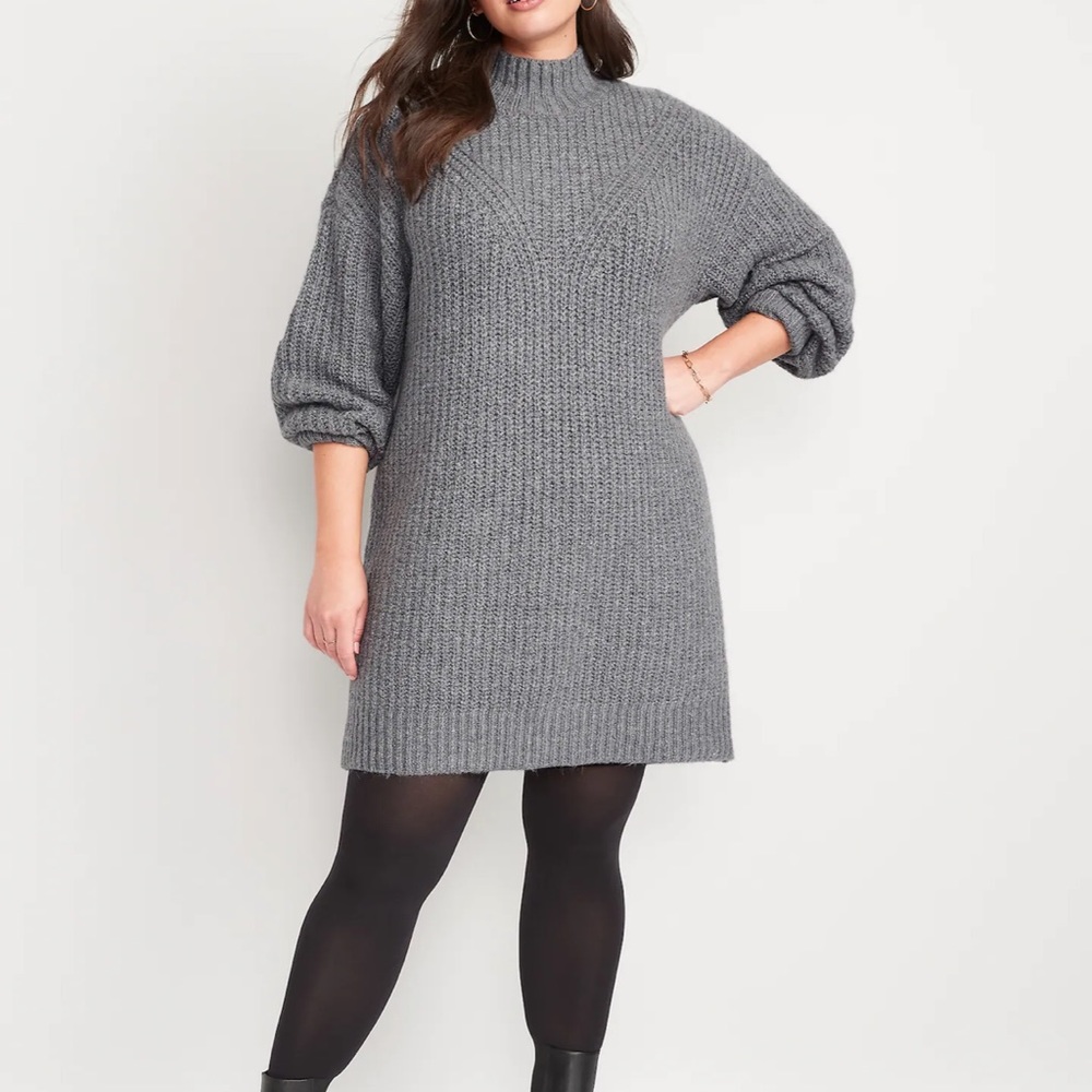 OLD NAVY Long-Sleeve Relaxed Mock-Neck Mini Sweater Shift Knit Dress NWT Size 2X